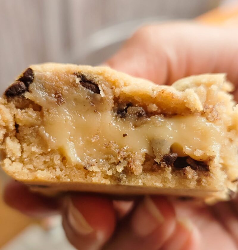Eggless Salted Caramel Chocolate Chip Cookie Bars